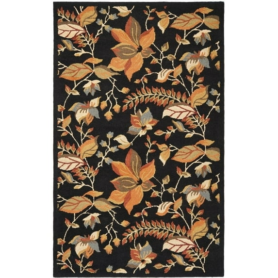 SAFAVIEH Blossom Evelyn Floral Flowers Wool Area Rug, Black/Multi, 8' x 10'