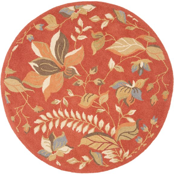 SAFAVIEH Blossom Evelyn Floral Flowers Wool Area Rug, Rust/Multi, 6' x 6' Round