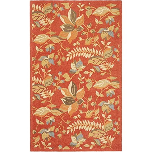SAFAVIEH Blossom Evelyn Floral Flowers Wool Area Rug, Rust/Multi, 8'9" x 12'