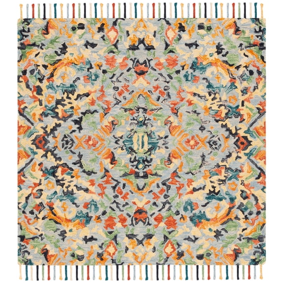 SAFAVIEH Blossom Everitt Floral Wool Area Rug, Blue/Multi, 10' x 10' Square