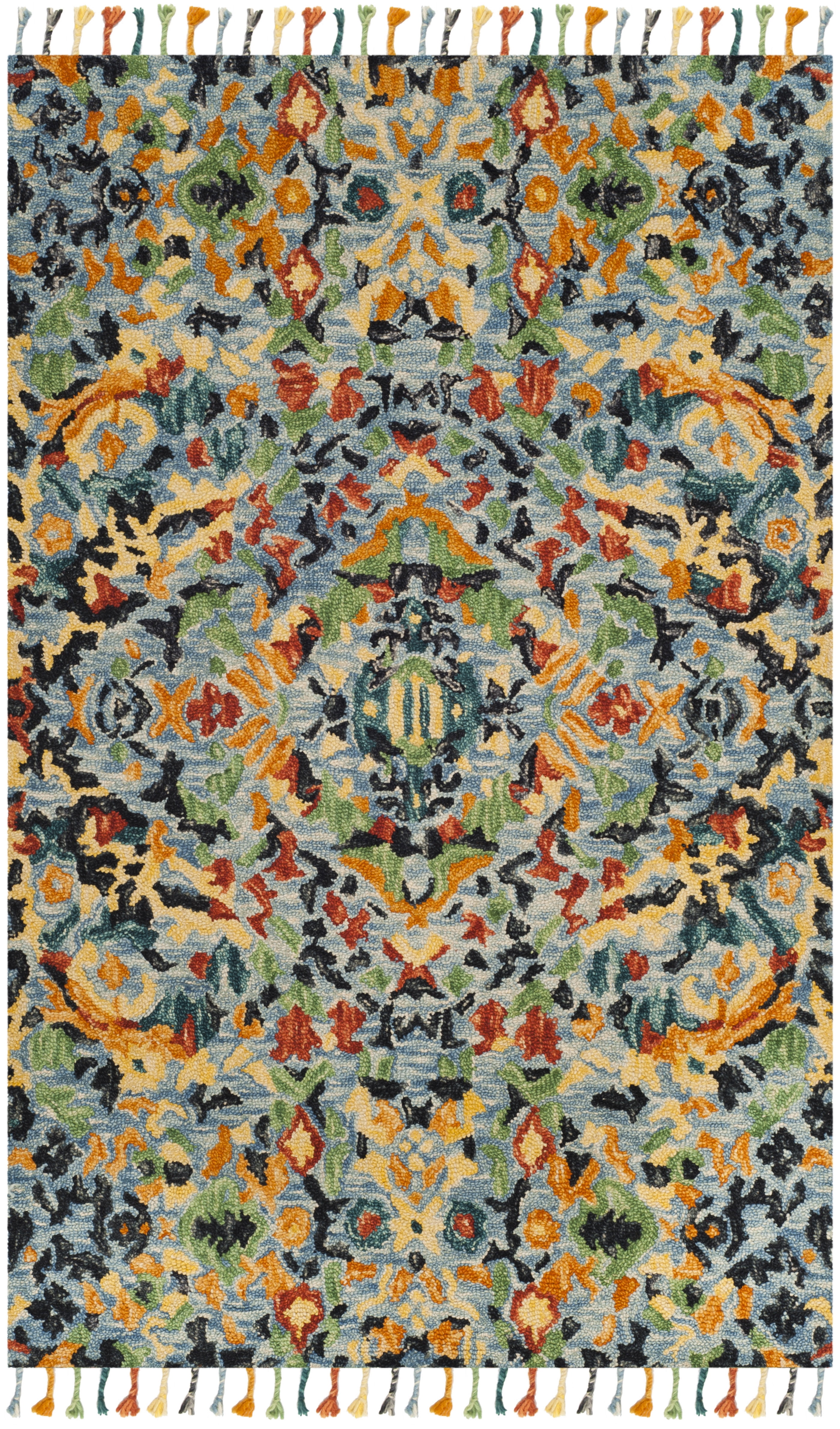 Handmade Blue Wool and Cotton Tufted Area Rug