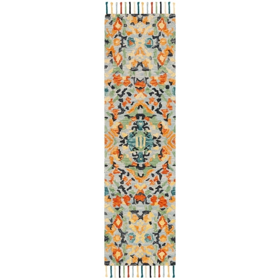 SAFAVIEH Blossom Everitt Floral Wool Runner Rug, Blue/Multi, 2'3" x 16'