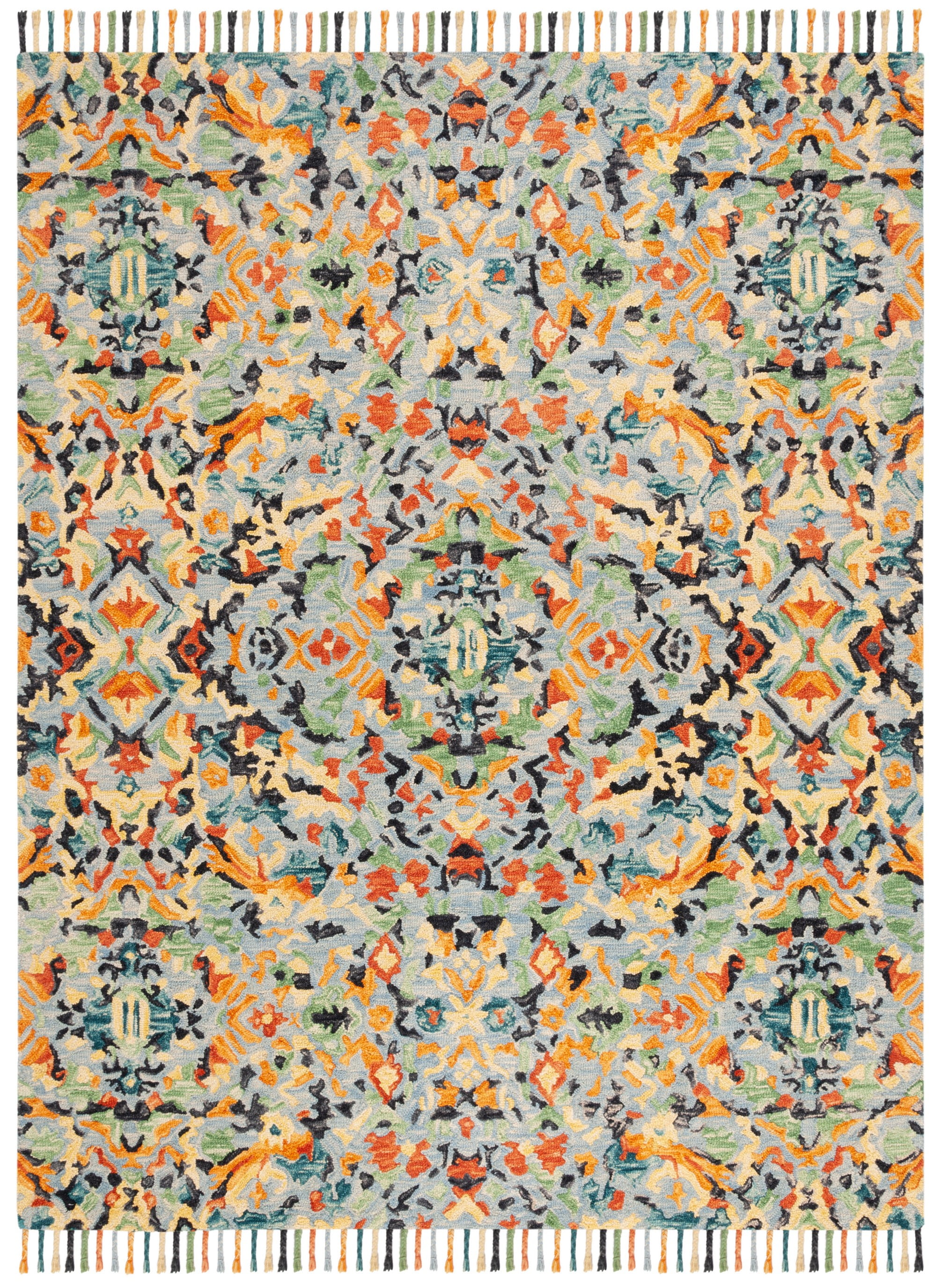 Handmade Tufted Blue Wool Runner Rug - 27"x6"