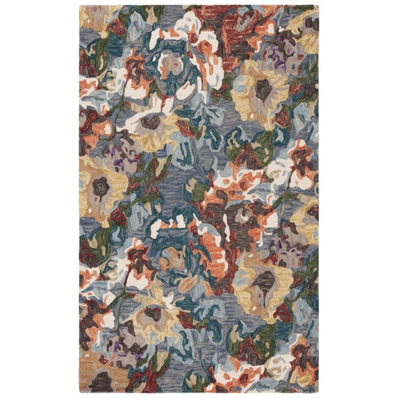 SAFAVIEH Blossom Ewart Floral Area Rug, Light Blue/Rust, 4' x 6'