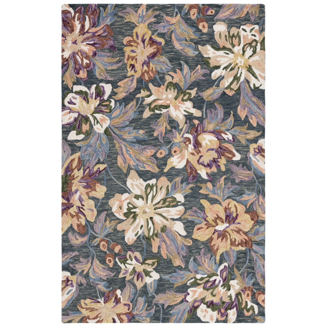 SAFAVIEH Blossom Fisher Floral Area Rug, Grey/Violet, 6' x 6' Square