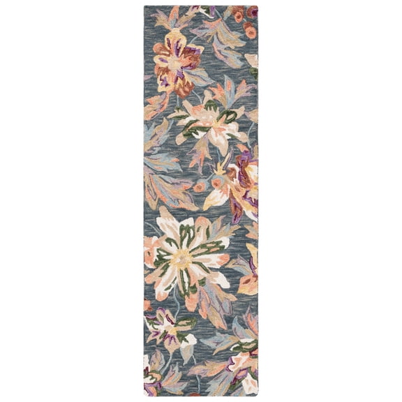 SAFAVIEH Blossom Fisher Floral Runner Rug, Grey/Violet, 2'3" x 8'