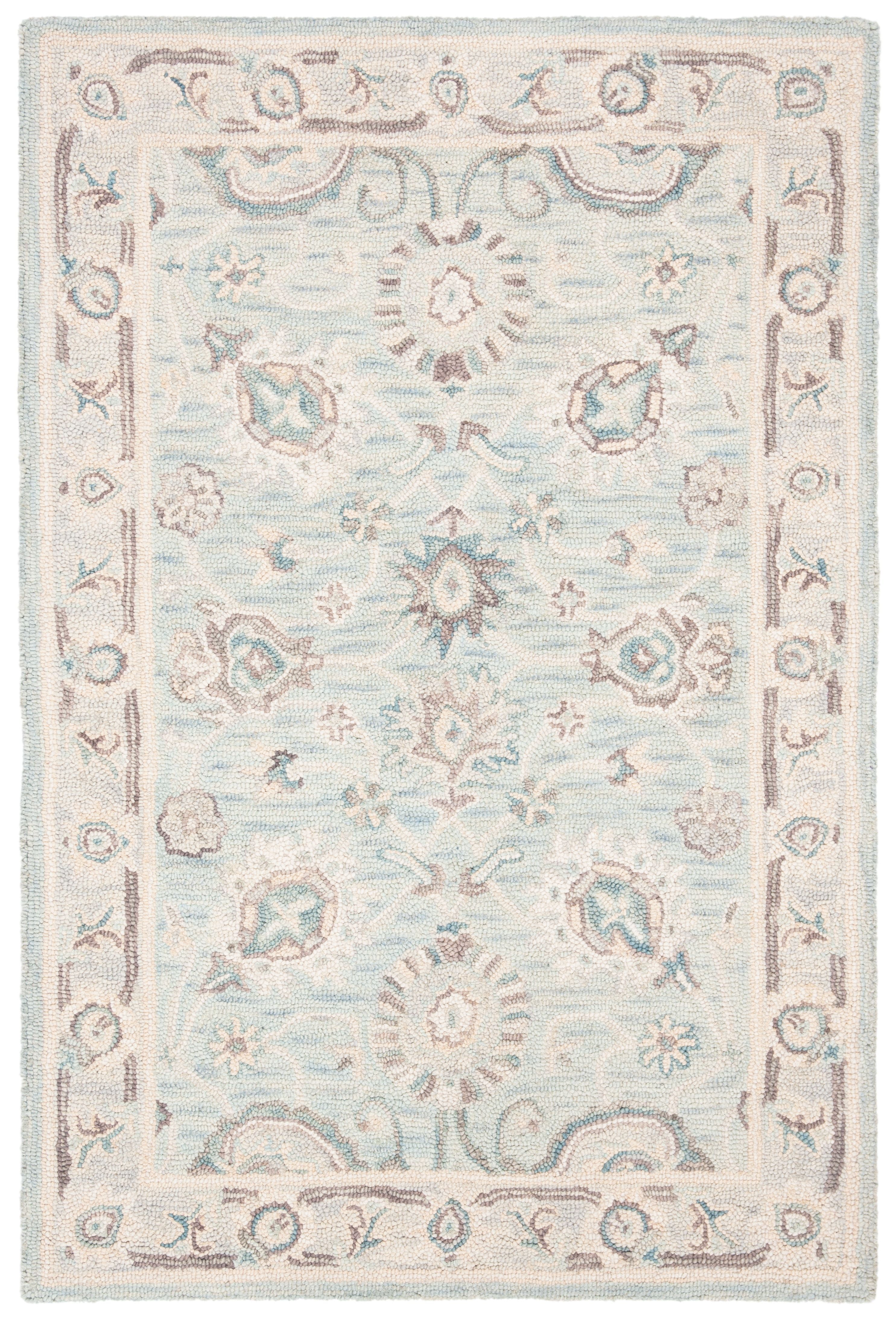 Gray Floral Hand-Tufted Wool 4' x 6' Area Rug