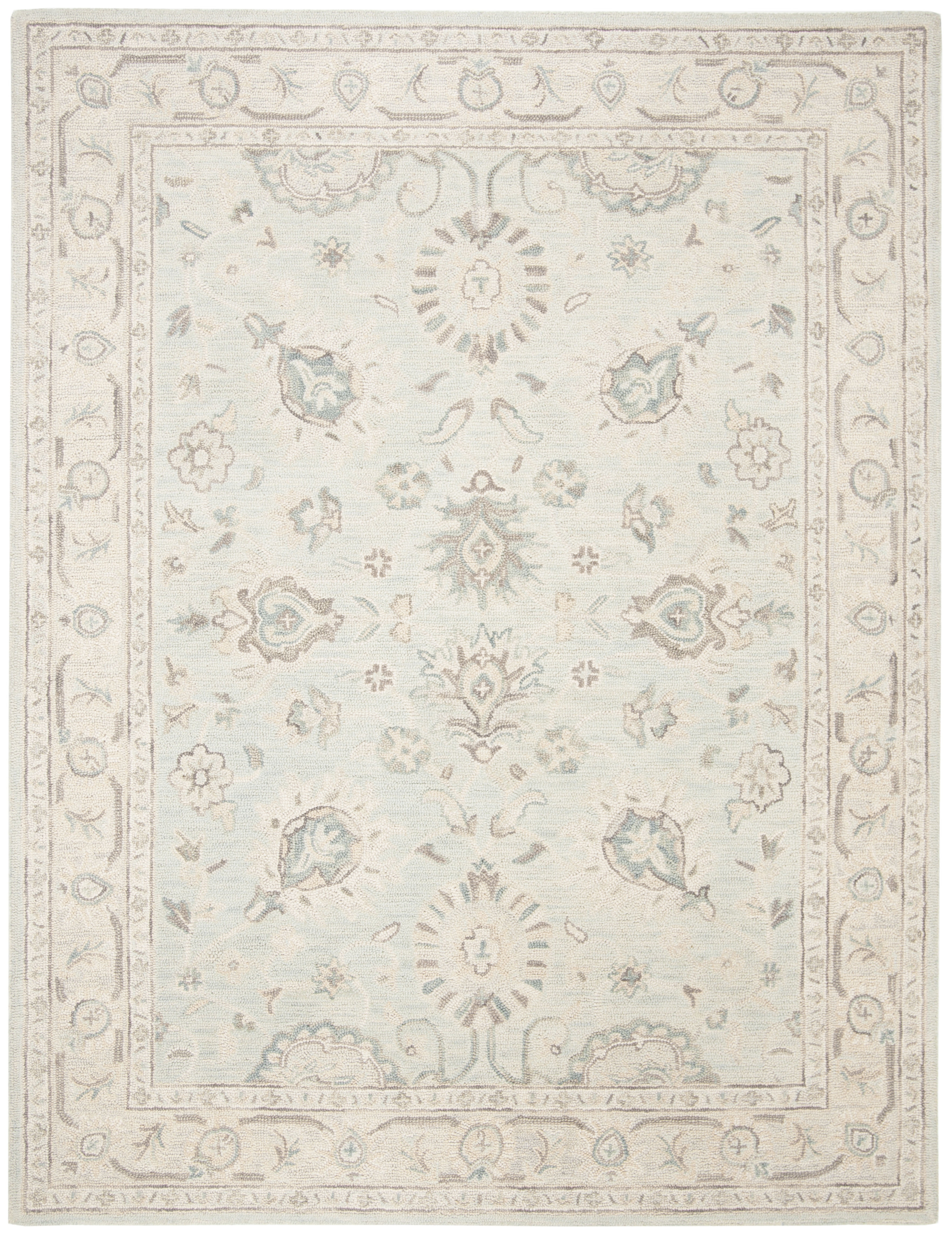 SAFAVIEH Blossom Fletcher Floral Bordered Wool Area Rug, Grey/Multi, 8' x 10'