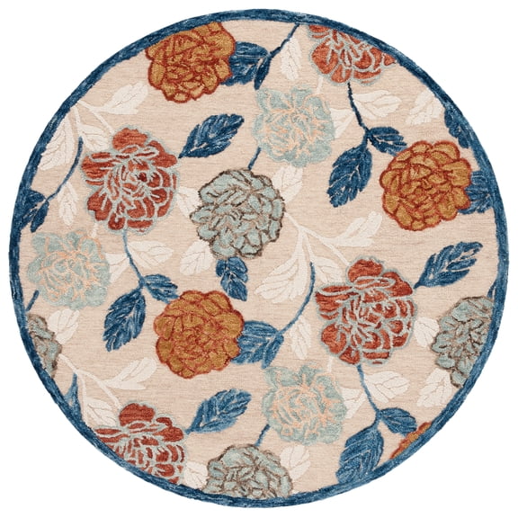 SAFAVIEH Blossom Franklyn Floral Area Rug, Beige/Red, 6' x 6' Round