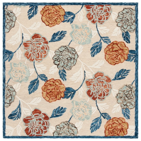 SAFAVIEH Blossom Franklyn Floral Area Rug, Beige/Red, 6' x 6' Square