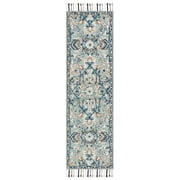 SAFAVIEH Blossom Frona Floral Wool Runner Rug, Blue/Ivory, 2'3" x 14'