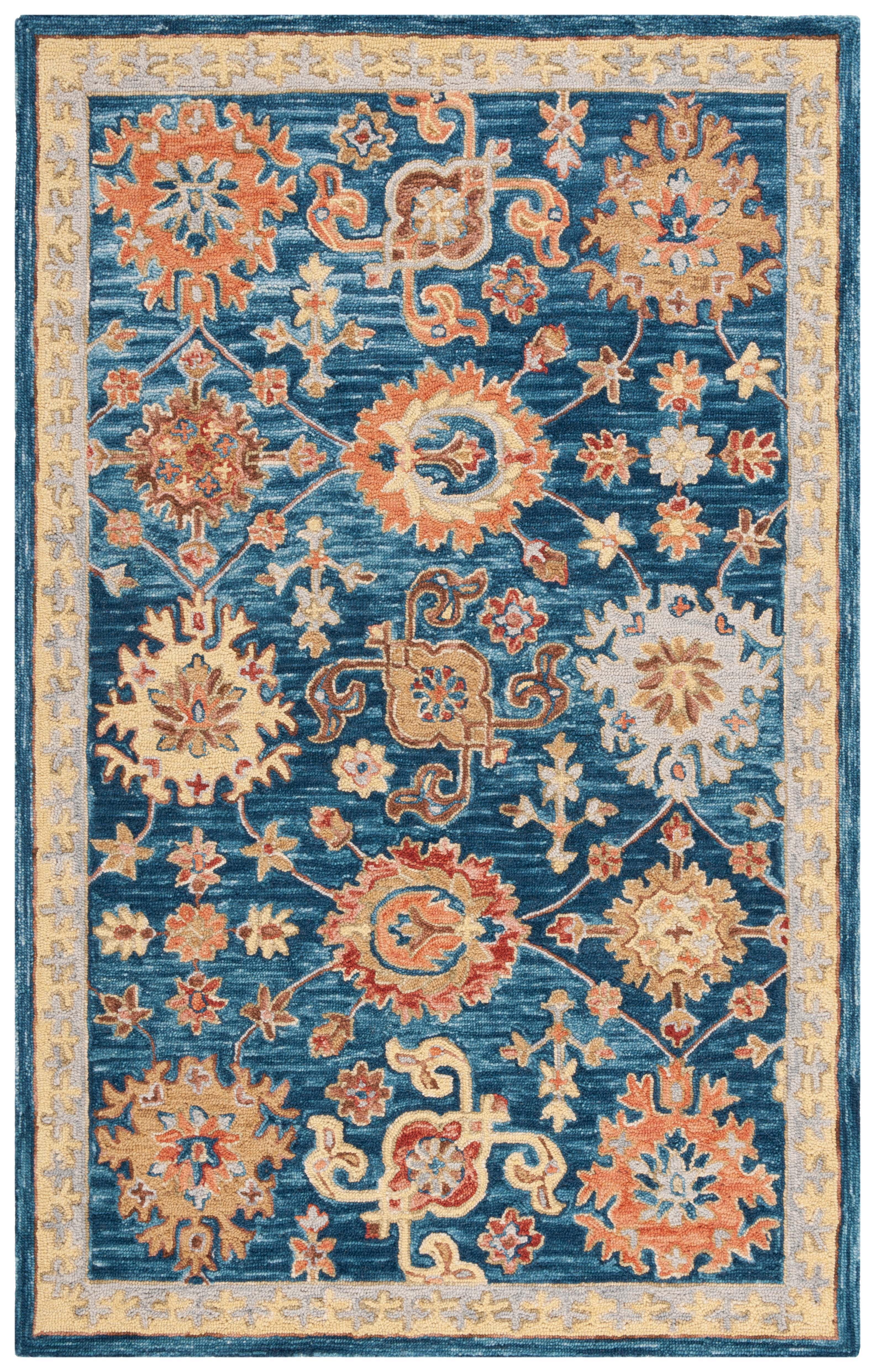 SAFAVIEH Blossom Gaila Floral Area Rug, Navy/Brown, 3' x 5'