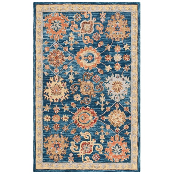 SAFAVIEH Blossom Gaila Floral Area Rug, Navy/Brown, 3' x 5'