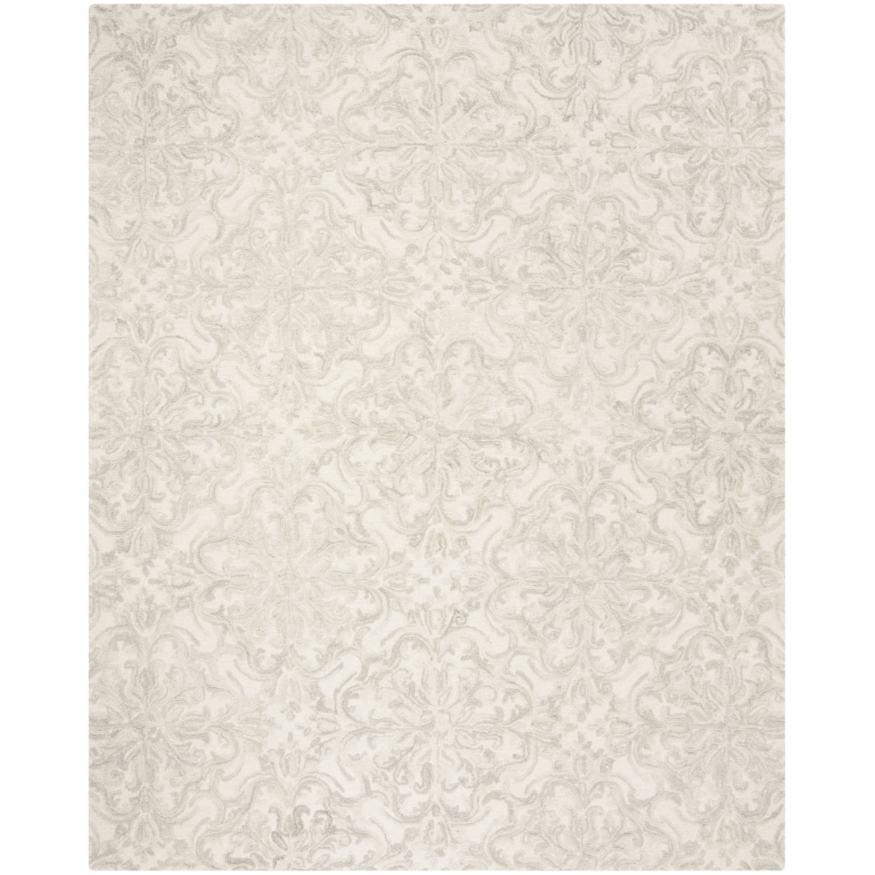 Handmade Ivory Floral Wool Tufted Rectangular Rug 10' x 14'