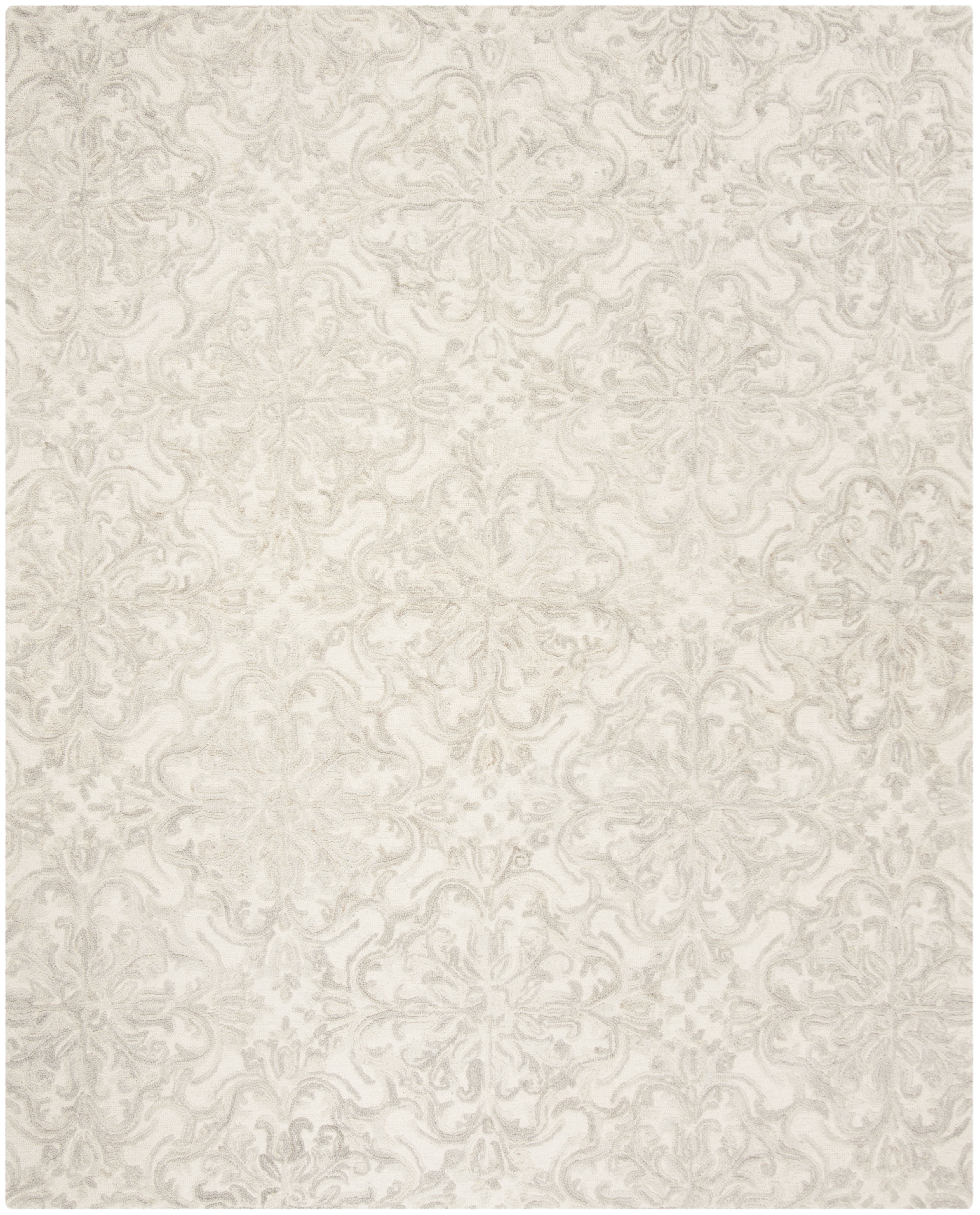 Ivory Floral Tufted Wool-Cotton Blend 8' x 10' Area Rug
