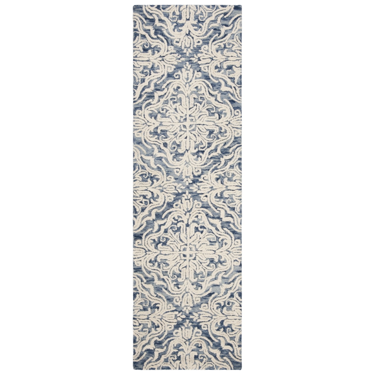 Elysian Blooms Hand-Tufted Wool Runner Rug in Blue Floral - 2'3" x 8'