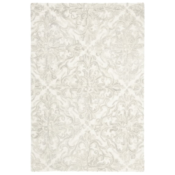 SAFAVIEH Blossom Githa Geometric Wool Area Rug, Ivory/Grey, 2' x 3'