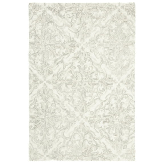 SAFAVIEH Blossom Githa Geometric Wool Area Rug, Ivory/Grey, 3' x 5'