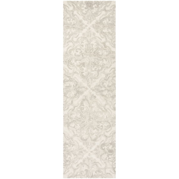 SAFAVIEH Blossom Githa Geometric Wool Runner Rug, Ivory/Grey, 2'3" x 12'