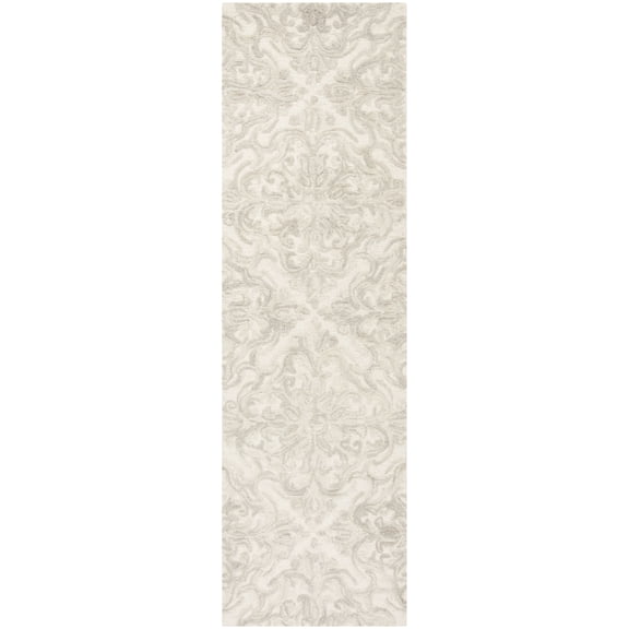 SAFAVIEH Blossom Githa Geometric Wool Runner Rug, Ivory/Grey, 2'3" x 6'