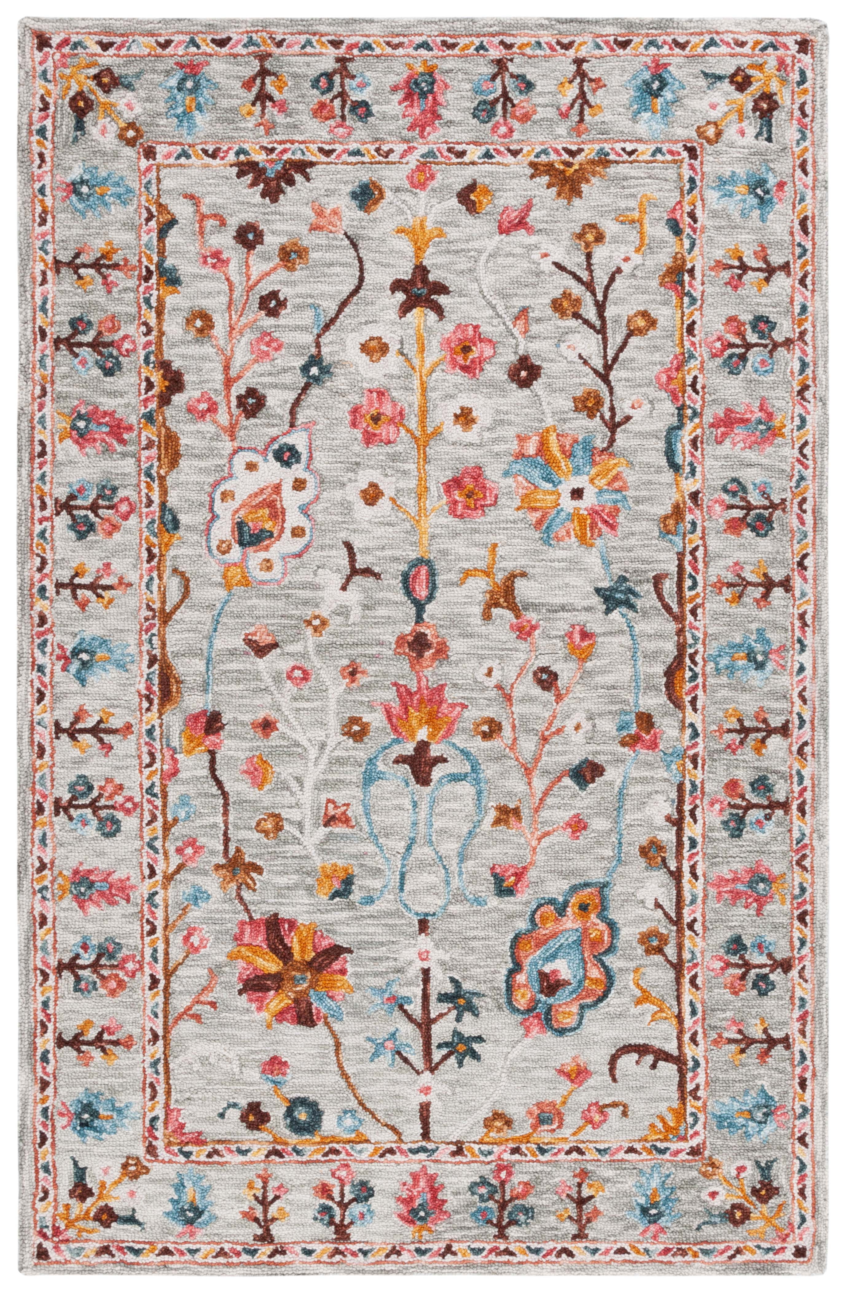 SAFAVIEH Blossom Gorgi Floral Area Rug, Grey/Red, 8' x 10'