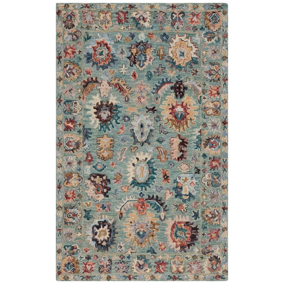 SAFAVIEH Blossom Greta Floral Area Rug, Blue/Rust, 4' x 6'