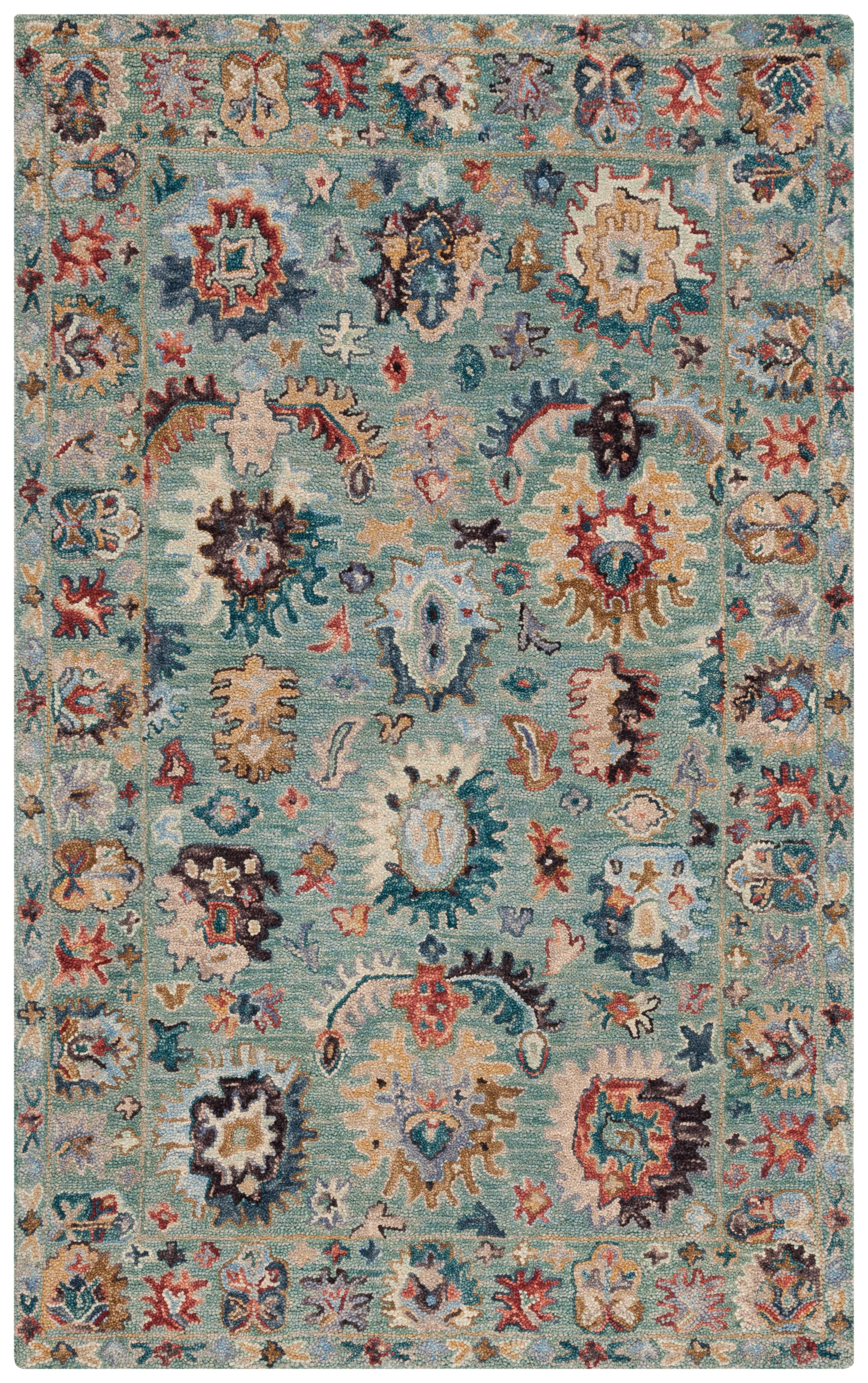SAFAVIEH Blossom Greta Floral Area Rug, Blue/Rust, 5' x 8'