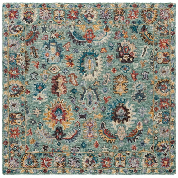 SAFAVIEH Blossom Greta Floral Area Rug, Blue/Rust, 6' x 6' Square