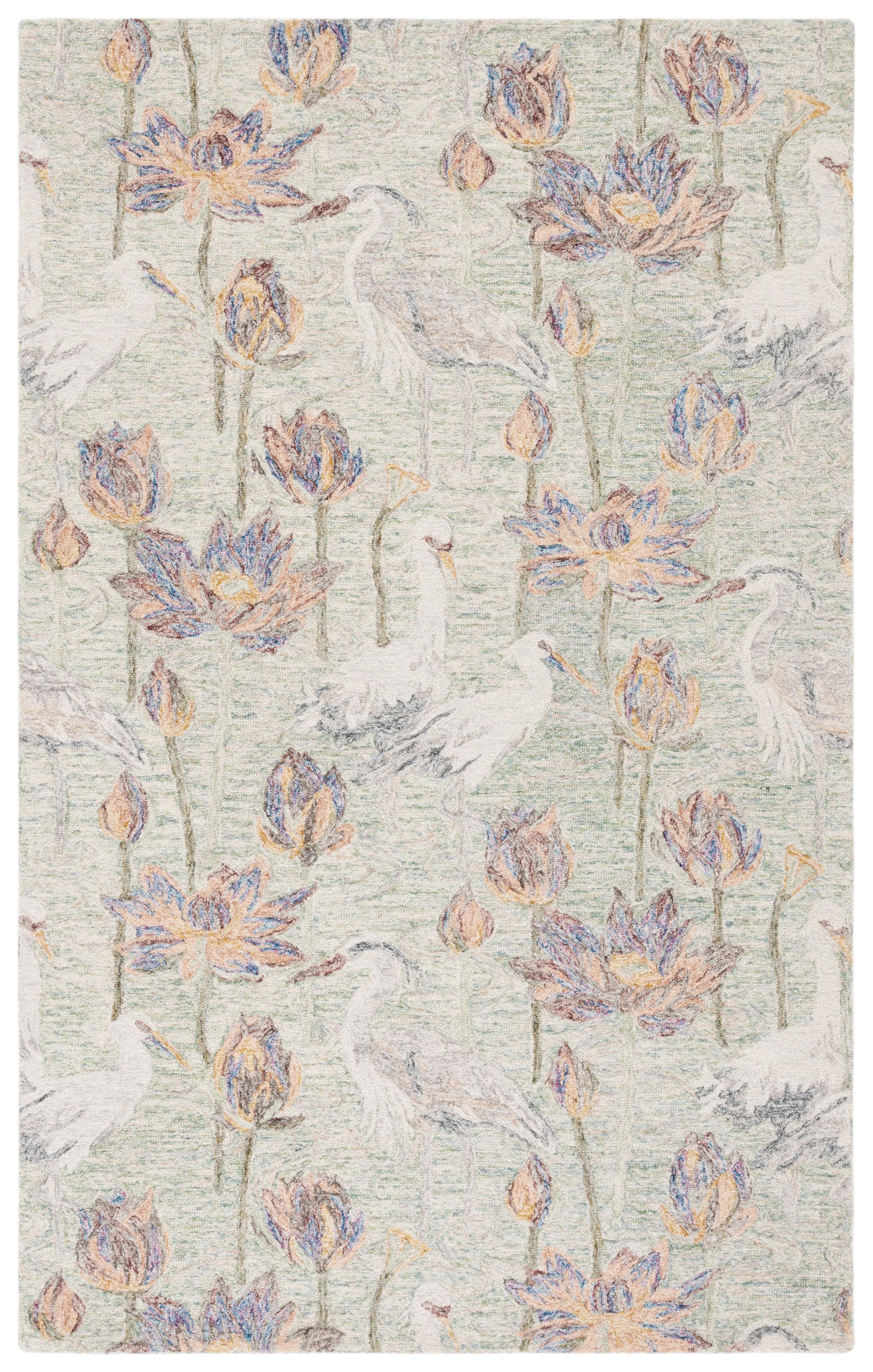 SAFAVIEH Blossom Hadi Floral Area Rug, Green/Ivory, 5' x 8'
