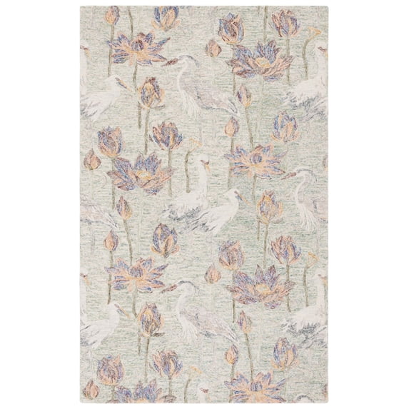 SAFAVIEH Blossom Hadi Floral Area Rug, Green/Ivory, 5' x 8'