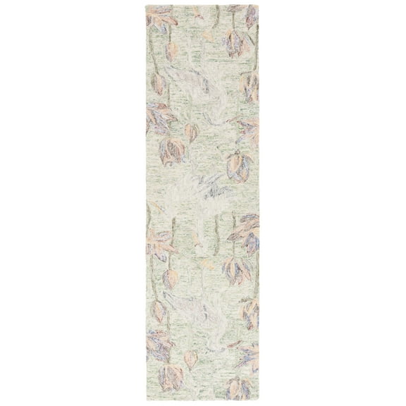 SAFAVIEH Blossom Hadi Floral Runner Rug, Green/Ivory, 2'3" x 8'