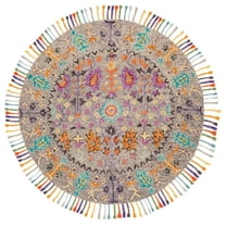 SAFAVIEH Blossom Hamilton Floral Wool Area Rug, Grey/Multi, 10' x 10' Round