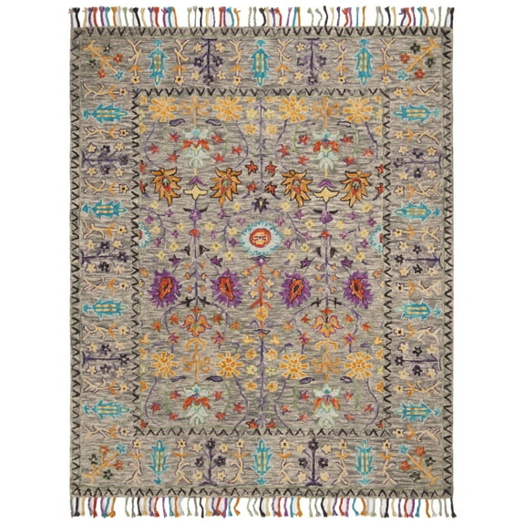 SAFAVIEH Blossom Hamilton Floral Wool Area Rug, Grey/Multi, 11' x 15'