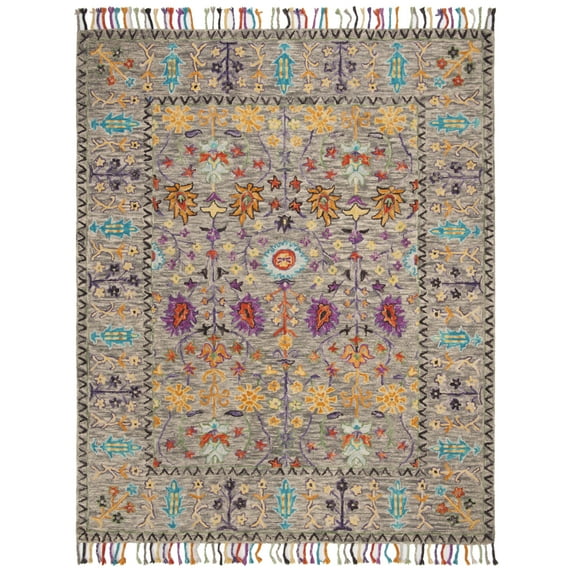 SAFAVIEH Blossom Hamilton Floral Wool Area Rug, Grey/Multi, 11' x 15'