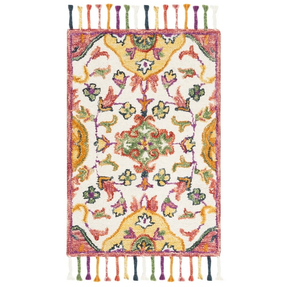 SAFAVIEH Blossom Ira Floral Wool Area Rug, Ivory/Multi, 2'3" x 4'