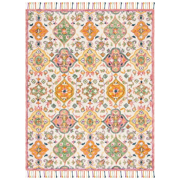 SAFAVIEH Blossom Ira Floral Wool Area Rug, Ivory/Multi, 9' x 12'