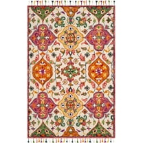 SAFAVIEH Blossom Ira Floral Wool Fringed Area Rug, Ivory/Multi, 3' x 5'