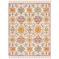 SAFAVIEH Blossom Ira Floral Wool Fringed Area Rug, Ivory/Multi, 8' x 10'