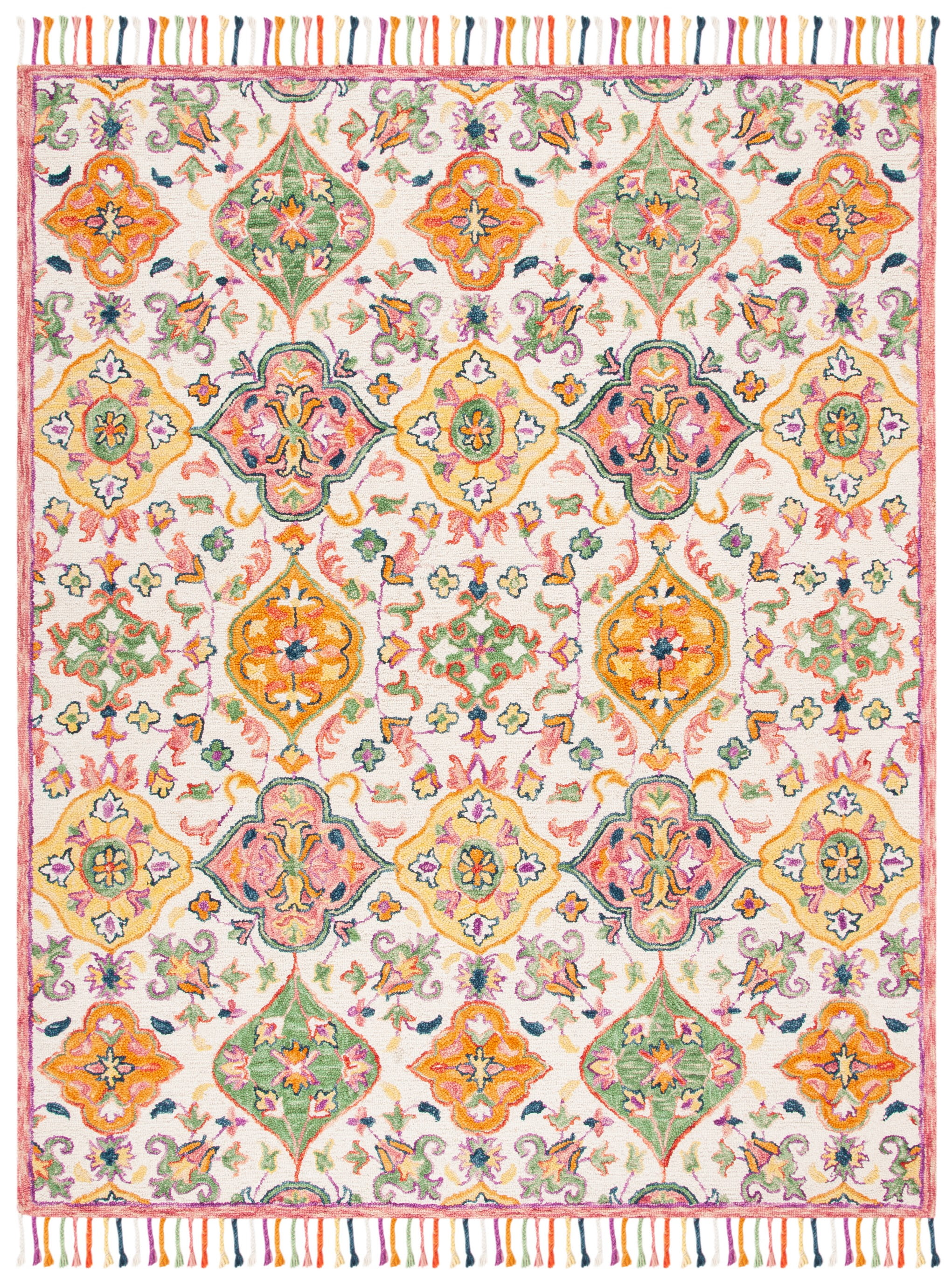 Ivory Floral Wool Hand Tufted Reversible Runner Rug