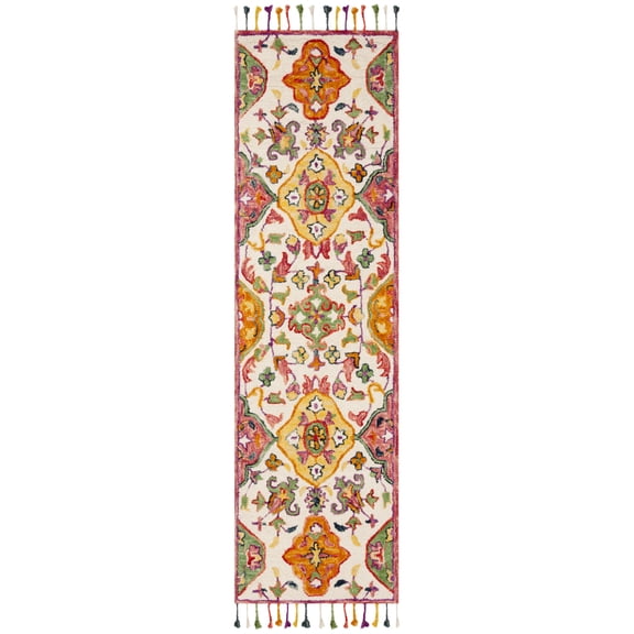 SAFAVIEH Blossom Ira Floral Wool Runner Rug, Ivory/Multi, 2'3" x 12'