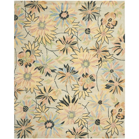 SAFAVIEH Blossom Jaslyn Floral Flowers Wool Area Rug, Light Blue/Multi, 2'6" x 4'