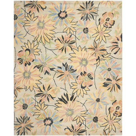 SAFAVIEH Blossom Jaslyn Floral Wool Area Rug, Light Blue/Multi, 6' x 6' Square