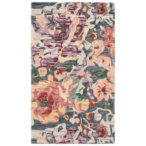 SAFAVIEH Blossom Tobias Floral Area Rug, Beige/Purple, 6' x 6' Square ...