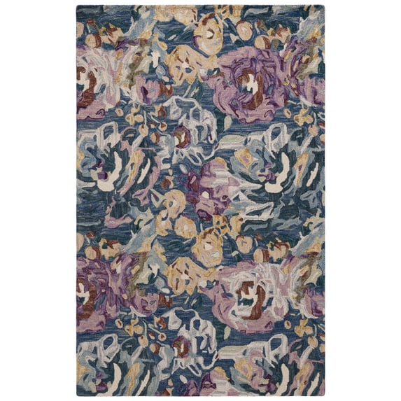 SAFAVIEH Blossom Jaylen Floral Area Rug, Light Blue/Plum, 8' x 10'