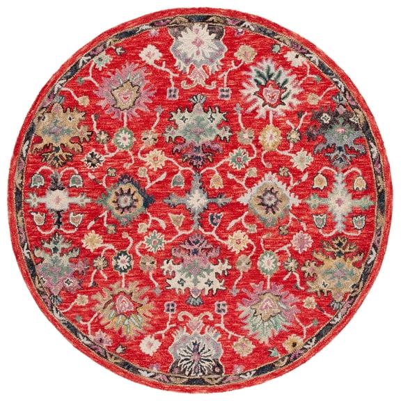 SAFAVIEH Blossom Jessamine Floral Area Rug, Red/Ivory, 6' x 6' Round