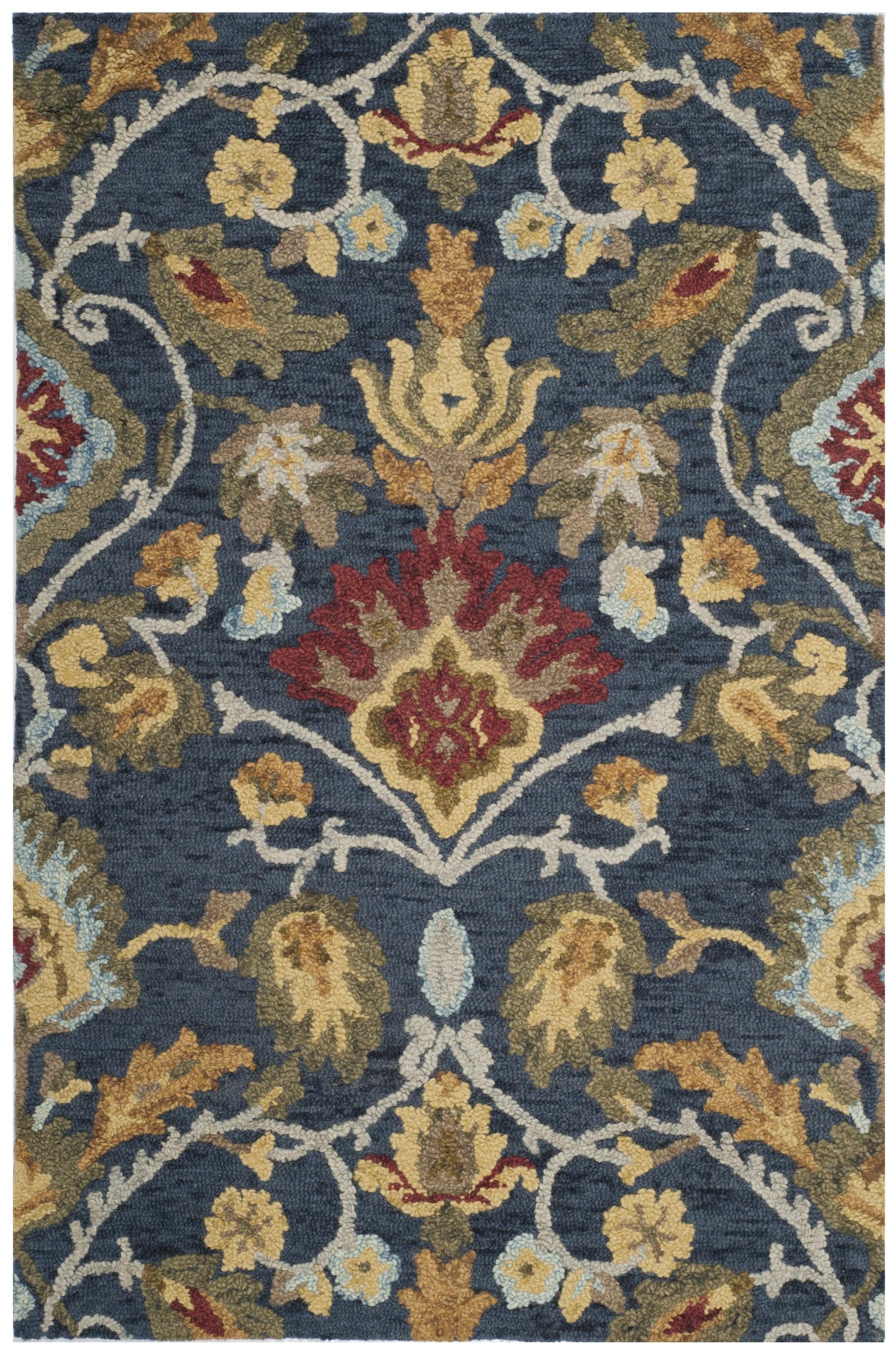 Handmade Blue Wool Tufted Rectangular 4' x 6' Area Rug