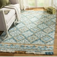 thumbnail image 1 of SAFAVIEH Blossom Keighley Geometric Fringe Wool Area Rug, Ivory/Teal, 4' x 6', 1 of 7