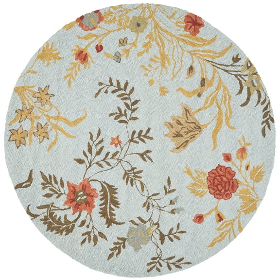 SAFAVIEH Blossom Kelly Floral Flower Wool Area Rug, Blue/Multi, 6' x 6' Round