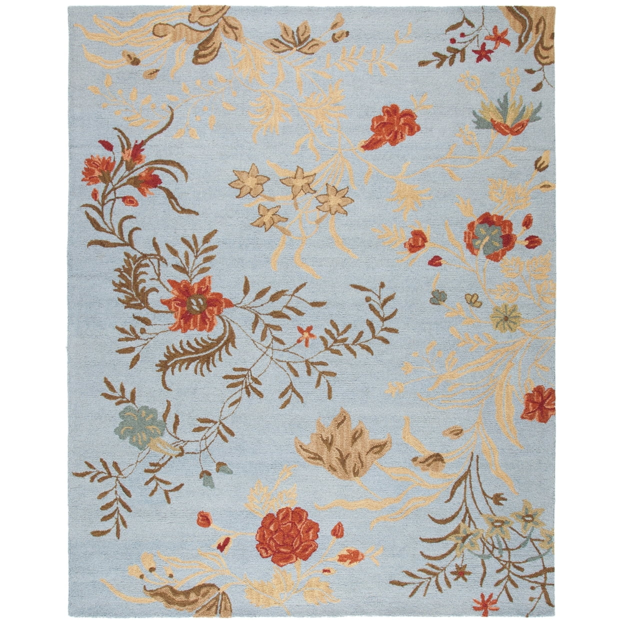 SAFAVIEH Blossom Collection Wool Area Rug | 6' Square Black & Plum | Handmade Floral Rug For Living Room, Bedroom