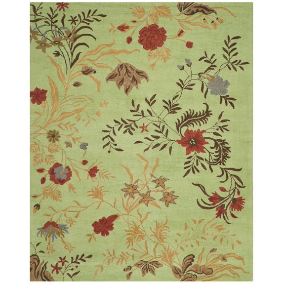 SAFAVIEH Blossom Kelly Floral Flower Wool Area Rug, Light Green/Multi, 8' x 10'